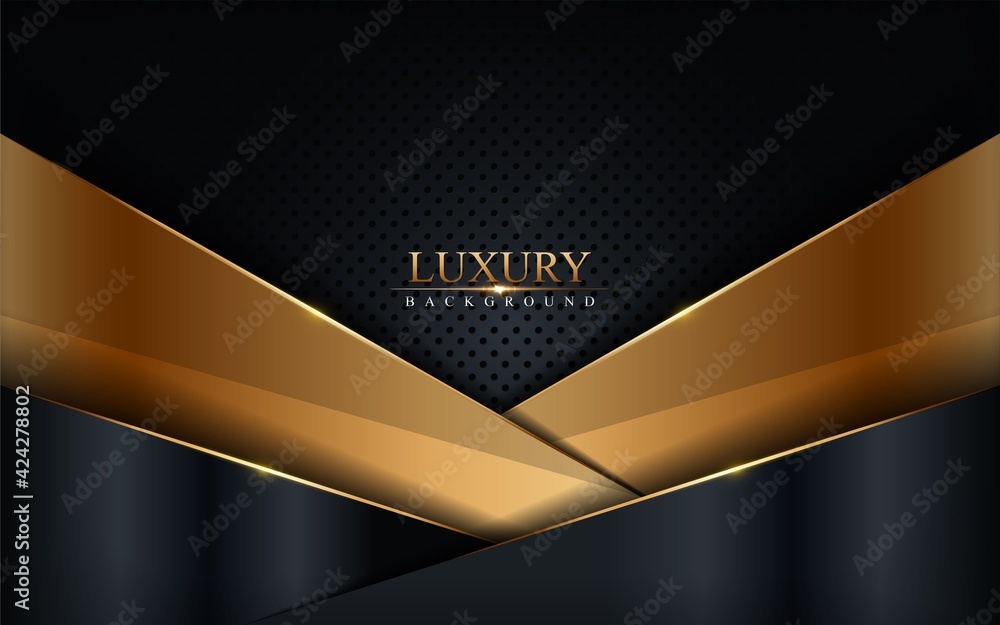 Fototapeta premium Luxury Black and Gold Combination Background Design with Overlap Layer Textured. Background Design Vector Illustration.
