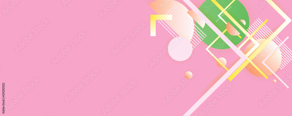 Bright juicy colors background with geometric elements, lines and dots for text, universal design, banner concept