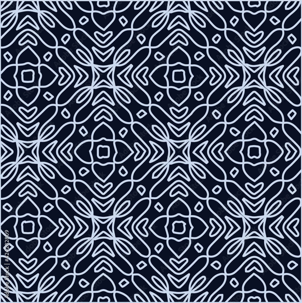  Geometric vector pattern with triangular elements. Seamless abstract ornament for wallpapers and backgrounds. Black and white colors. 