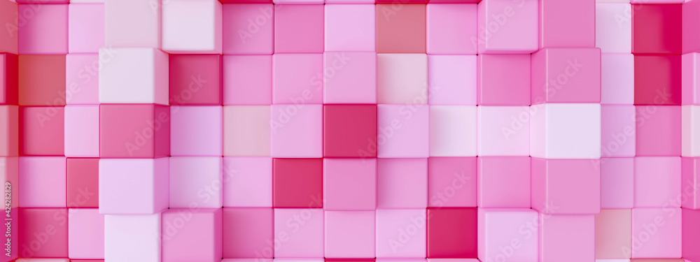 Pink cubes abstract background, Geometric Pink cubes abstract background, Geometric