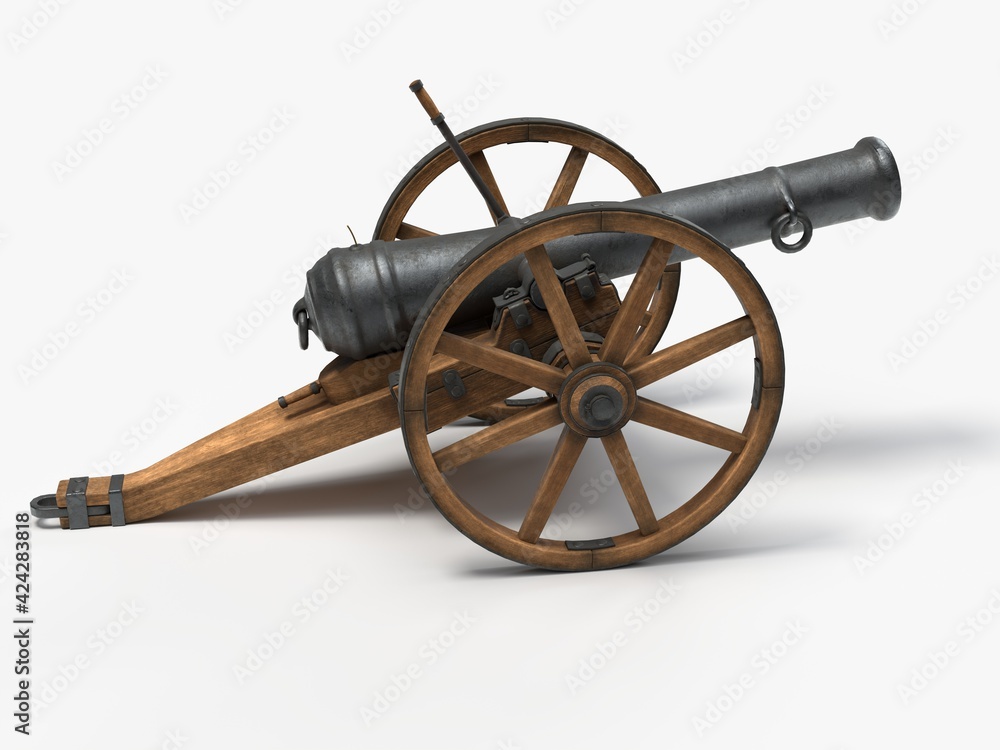 ramadan cannon, 3d illustration, isolated on white. suitable for war, medieval, hystoric, islamic and ramadan themes.