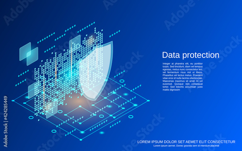 Data protection, information security flat isometric vector concept illustration
