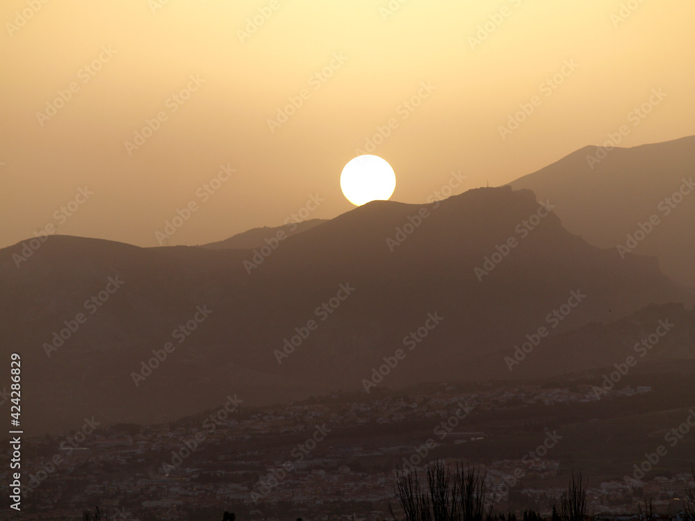morning at dawn, mountains silhouettes morning at dawn, mountains silhouettes