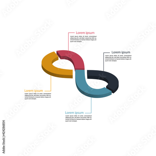 Vector infinity business concepts for infographic, loop business report or plan, education template, system diagram. Stock Vector illustration isolated on white background.