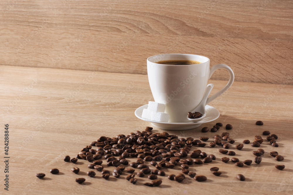 white cup of coffee, coffee beans white cup of coffee, coffee beans