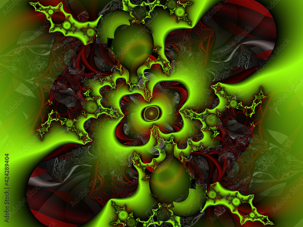 Obraz premium Green red pink design, petals, abstract background