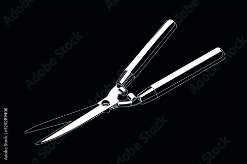 manual hedge trimmer white on black background