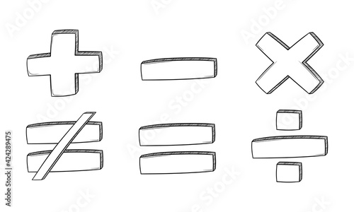 set of hand drawn equation symbol