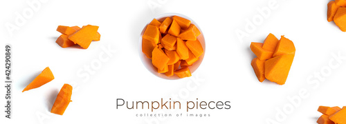 Pumpkin pieces isolated on a white background.