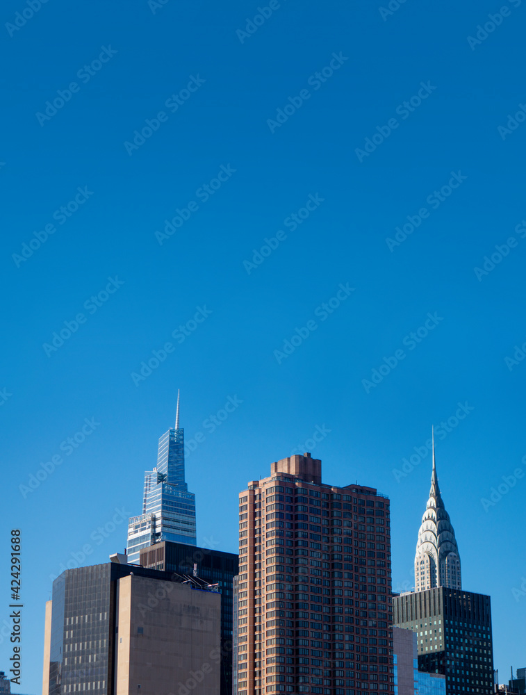 Blue sky with new york city buildings and sky skyscrapers