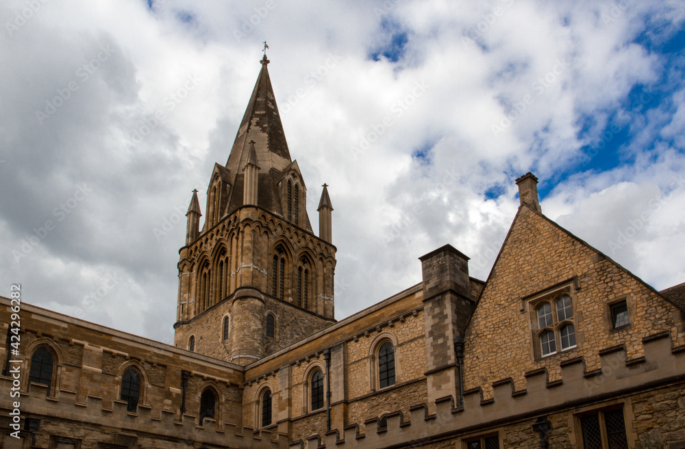 Christ Church Cathedral tower against a cloudy sky