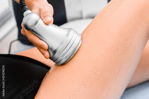 Close-up of an ultrasonic massager. Ultrasonic body cavitation.