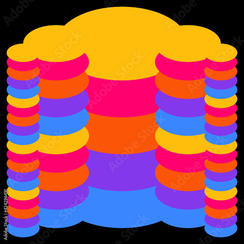 Círculos de colores de diferentes tamaños formando columnas
