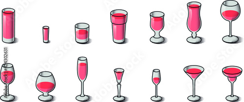 Bar glass vector set