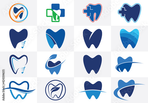 Dental Clinic logo template, Dental Care logo sign symbol vector