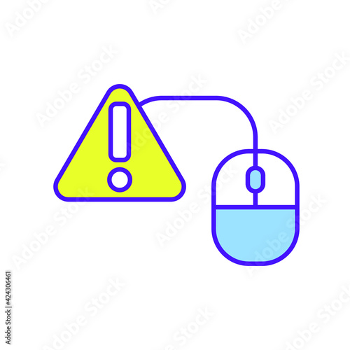 Computer mouse breakdown color icon. Error. Thin line customizable illustration. Contour symbol. Vector isolated outline drawing. 