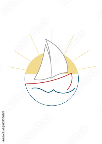 sailboat sun with circle
