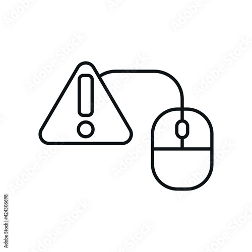 Computer mouse breakdown linear icon. Error. Thin line customizable illustration. Contour symbol. Vector isolated outline drawing. Editable stroke