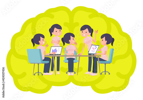 flat type medical staff woman_meeting-in-the-brain