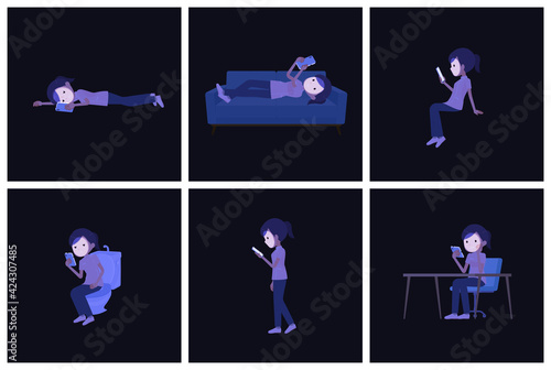 flat type medical staff woman_mobile-in-the-dark