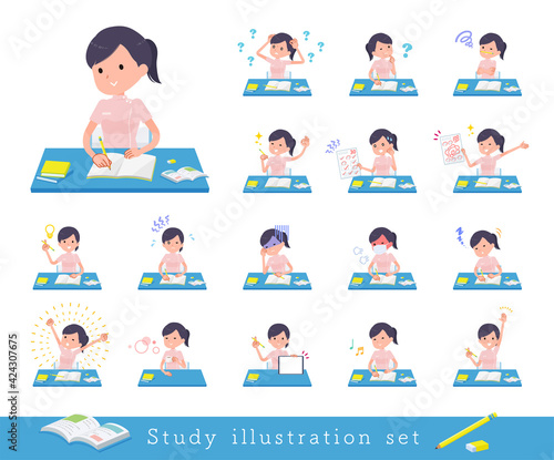 flat type medical staff woman_Study-desk