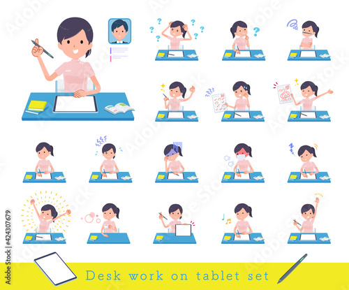 flat type medical staff woman_Study-tablet