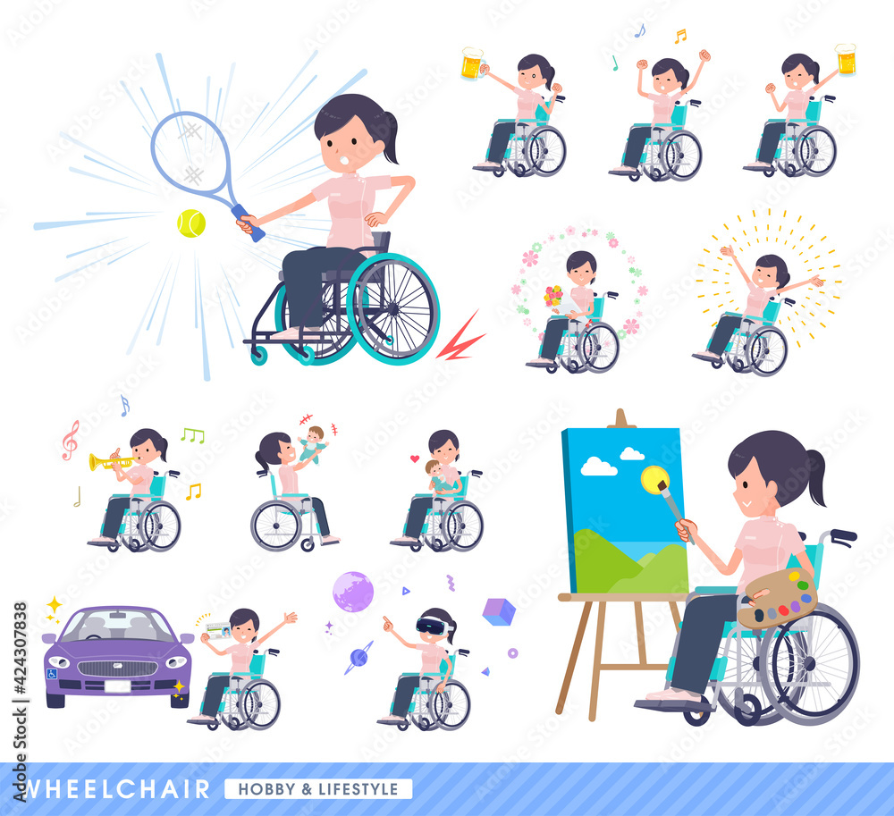 Fototapeta premium flat type medical staff woman_wheelchair-Lifestyle