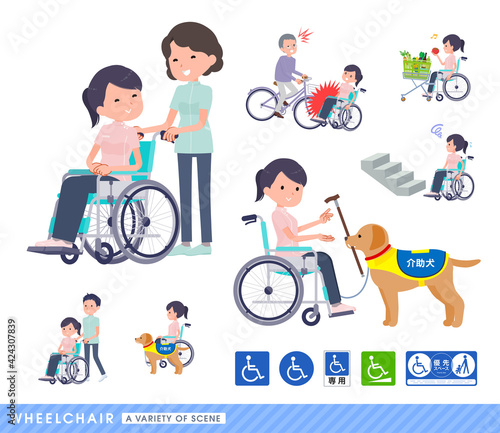 flat type medical staff woman_wheelchair-scene