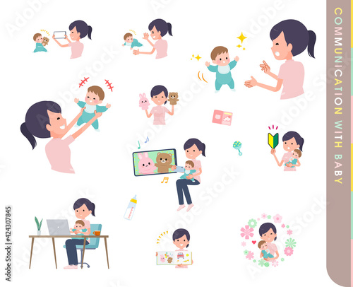 flat type medical staff woman_with-baby