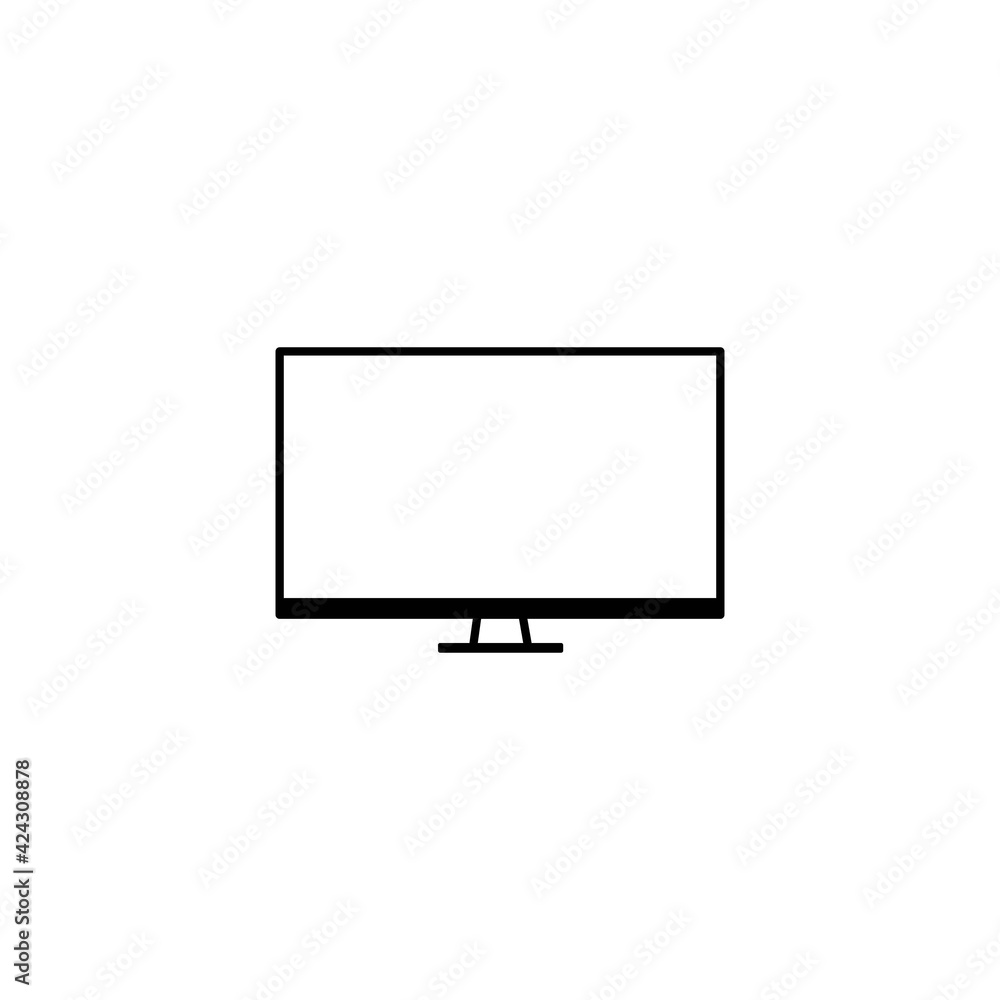 Desktop PC mockup with perspective view isolated on white background. Vector illustration