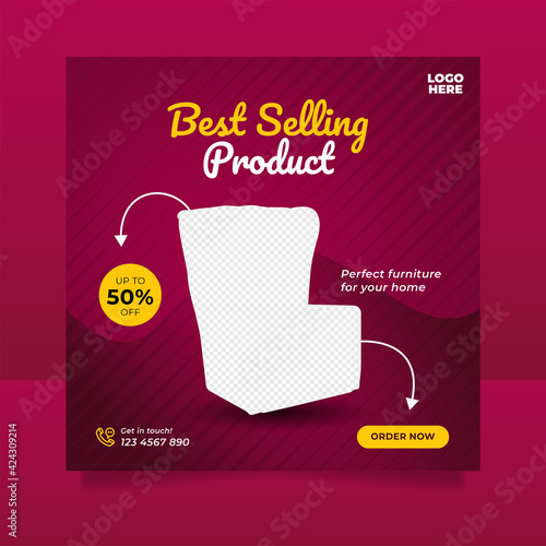 Exclusive furniture sale banner or social media post template