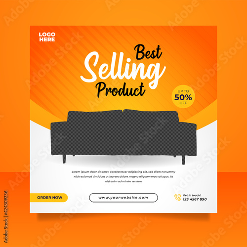 Creative furniture sale banner or social media post template