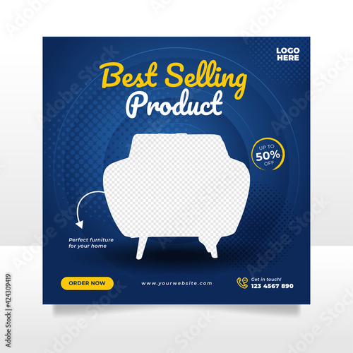 Creative furniture sale banner or social media post template