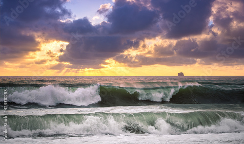 sunset and ocean Waves crashing at Rialto Beach la push quilayute clallam county