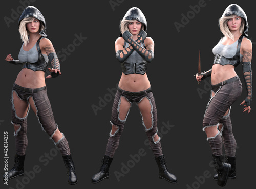 Shadow Hunter Poses on grey background 1