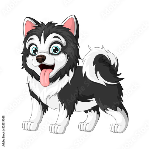 Cute baby dog cartoon on white background