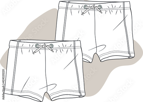 Baby pants fashion flat sketch. Vector illustration