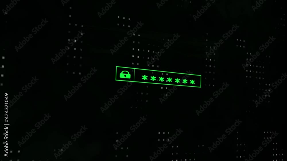 4K Entering their password on a computer screen access granted warning ...