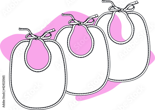 BABY BIB Design flat sketch. vector drawing