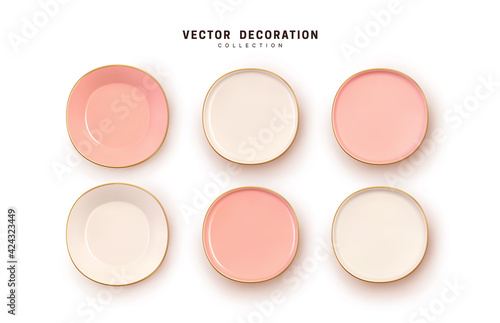 Obraz na płótnie Set of Porcelain Plates Chinese Style realistic 3d design