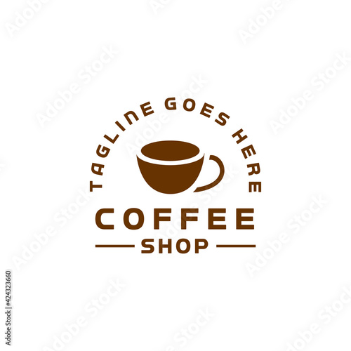 coffee mug logo design vector with vintage and classic style for coffee shop and cafe