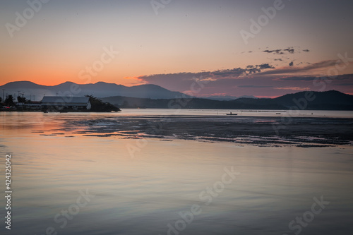 sunset over the lake