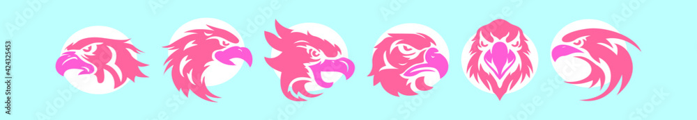 set of eagle head cartoon design template with various models. vector illustration isolated on background set of eagle head cartoon design template with various models. vector illustration isolated on background