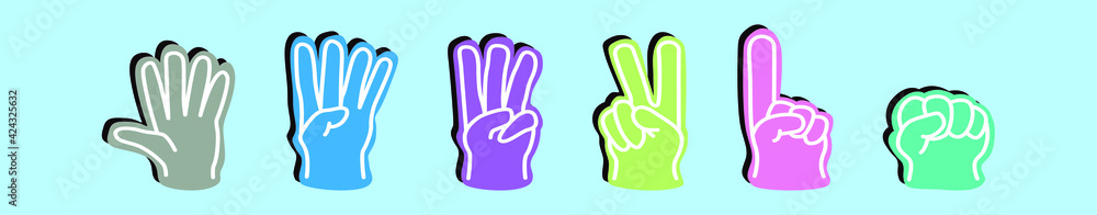 Obraz premium set of foam finger cartoon design template with various models. vector illustration isolated on background