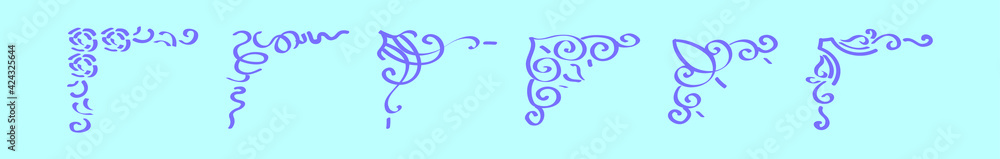 Naklejka premium set of page border cartoon design template with various models. vector illustration isolated on blue background