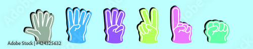 set of foam finger cartoon design template with various models. vector illustration isolated on background