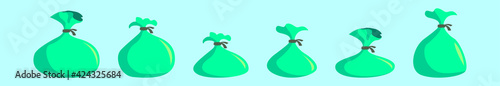 set of rubbish bag cartoon icon design template with various models. vector illustration isolated on blue background