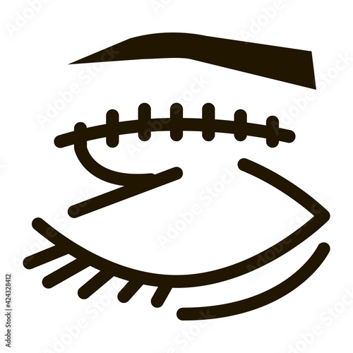 eyelid surgery stitching glyph icon vector. eyelid surgery stitching sign. isolated symbol illustration