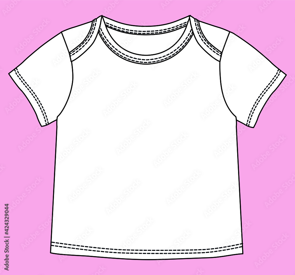 Baby tshirt design. BabyBaby basic t shirt vector flat sketch. You can