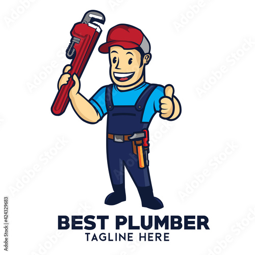 Handyman logo cartoon ogo in retro style